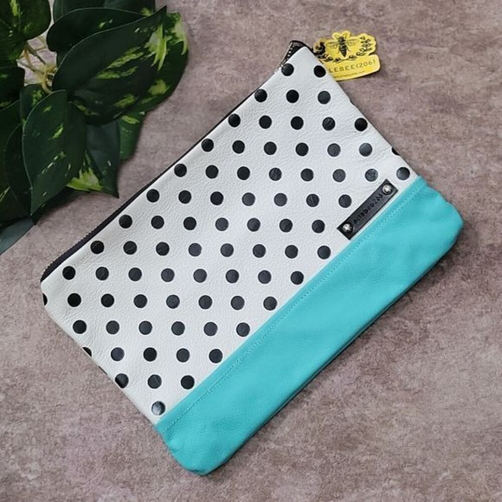 Ellebee206 Multicolor Polka Dot Colorblock Zip Top Clutch Bag NEW Handmade